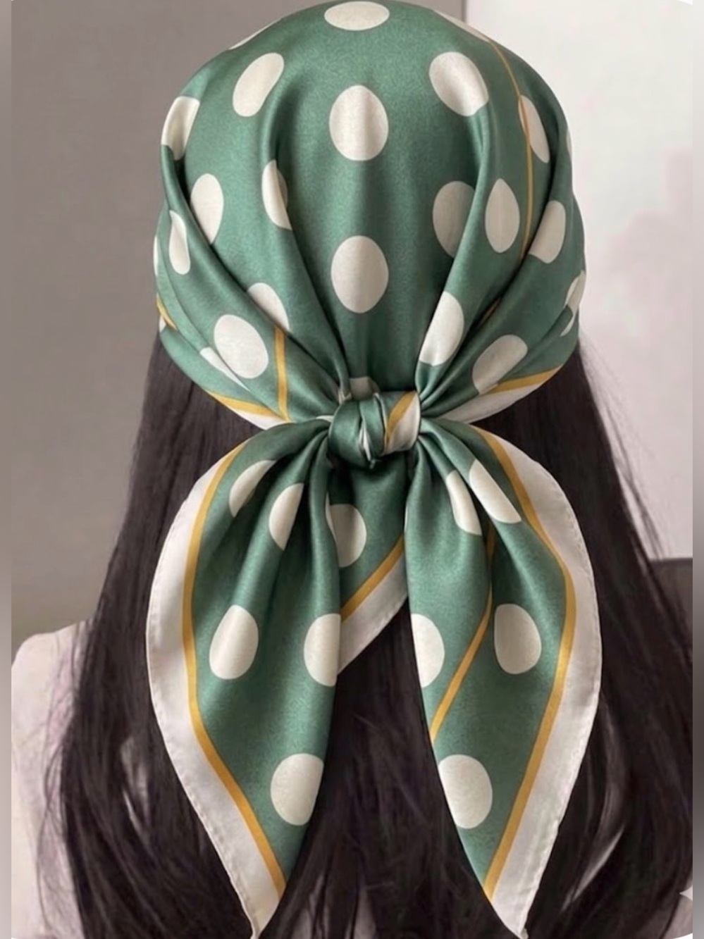 Green Polka Dot Silky Headscarf - Women's Fashion Accessory